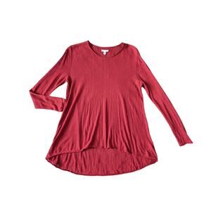 Eileen Fisher Tunic Top Womens XS Red Organic Linen Open Knit Lagenlook Beachy